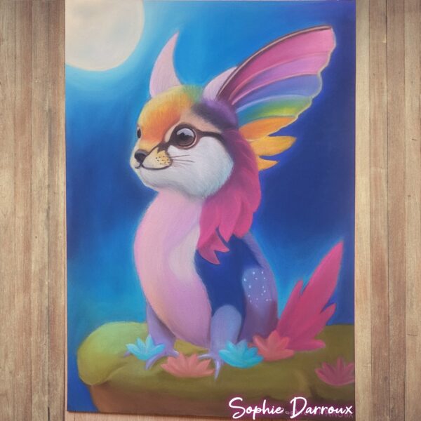 Dessin fantastique aux pastels secs - Clair de Lune
