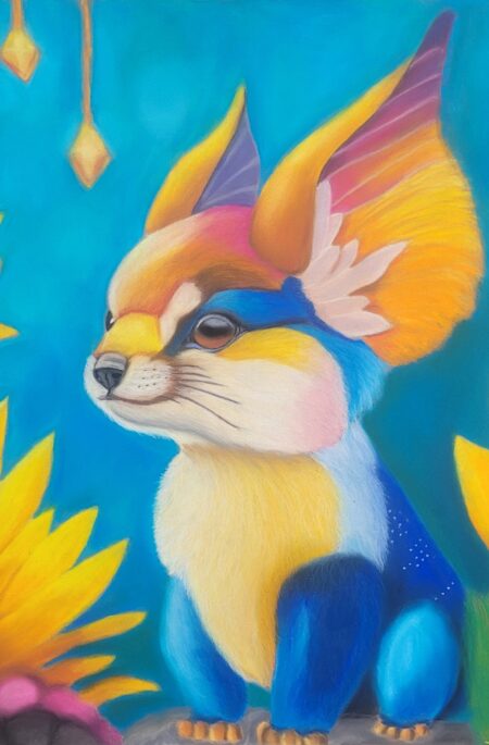 Dessin fantastique aux pastels secs - Le chuchoteur des forêts