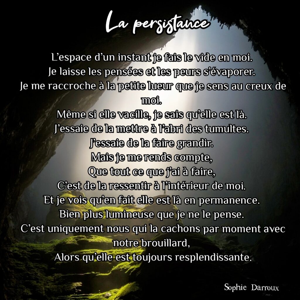 Texte en écriture intuitive tiré de Inspirations lumineuses de Sophie Darroux