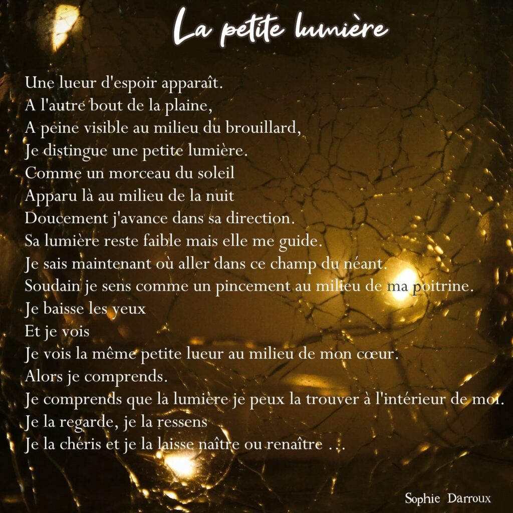 Texte en écriture intuitive tiré de Inspirations lumineuses de Sophie Darroux