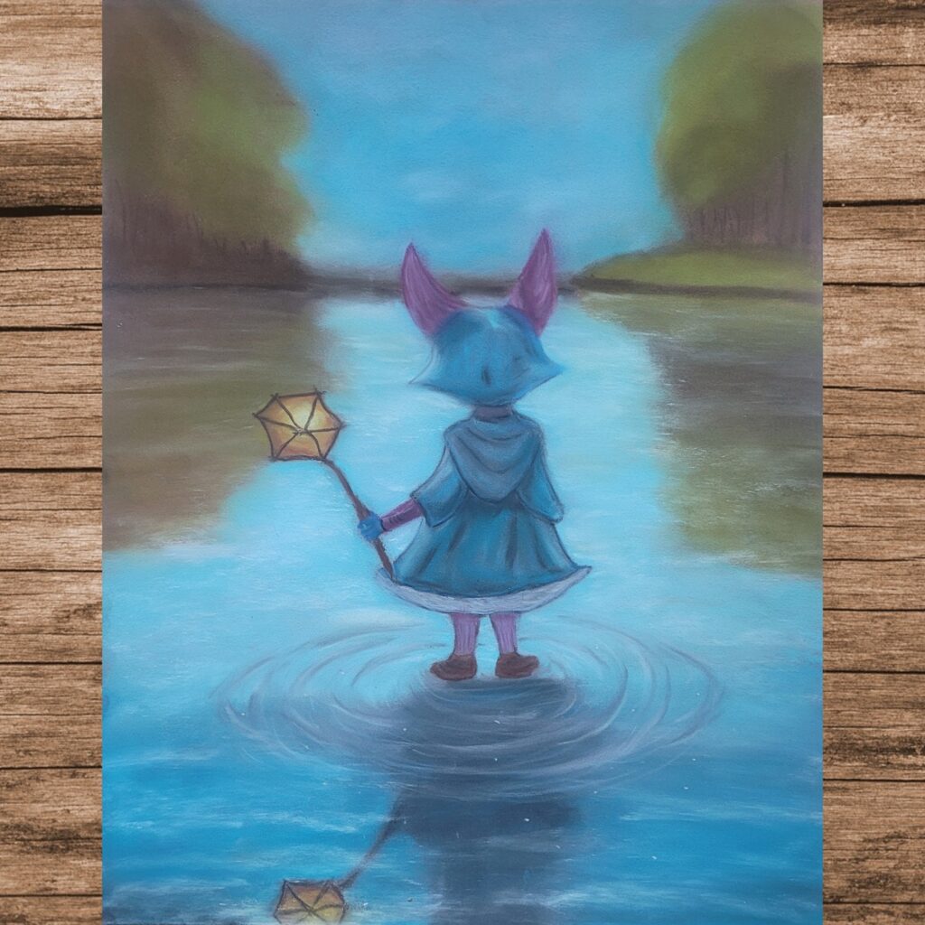 Dessin fantastique aux pastels secs Sophie Darroux - Reflets d'un autre monde