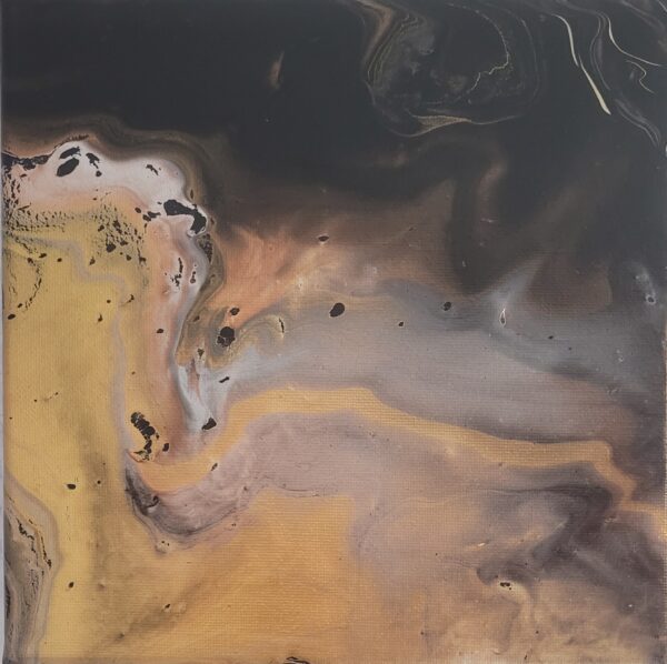 Rêve Doré - Peinture fluide sur toile