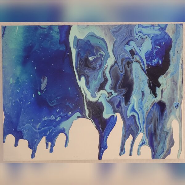 Chute azur - peinture coulée